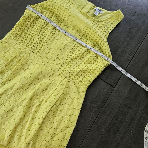 Old Navy Eyelet Lace Chartreuse Yellow Sleeveless Mini Dress Preppy Sz 8 PETITE - Picture 11 of 11
